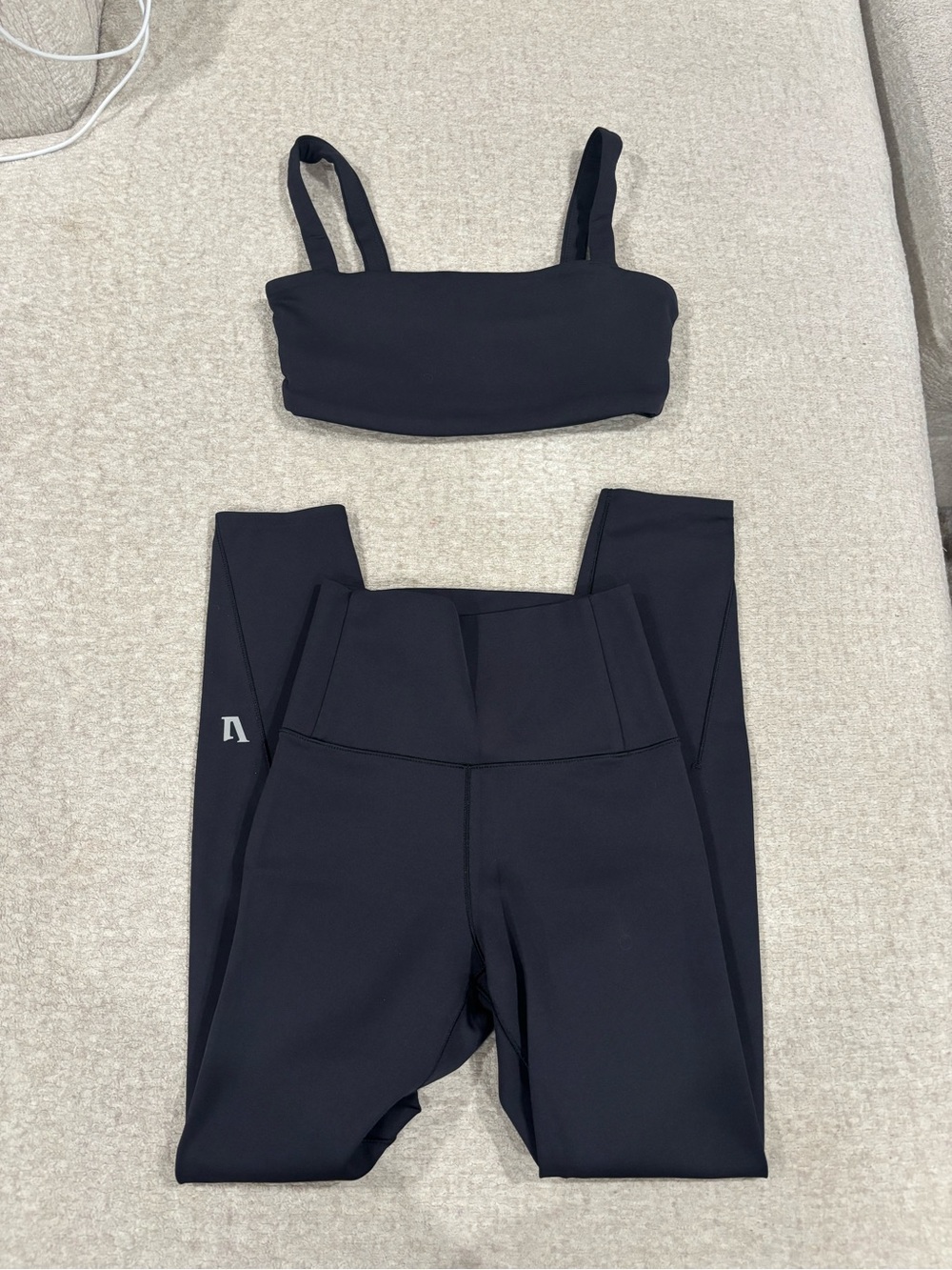 Vuori Black High-Rise Leggings with Matching Crop Tank